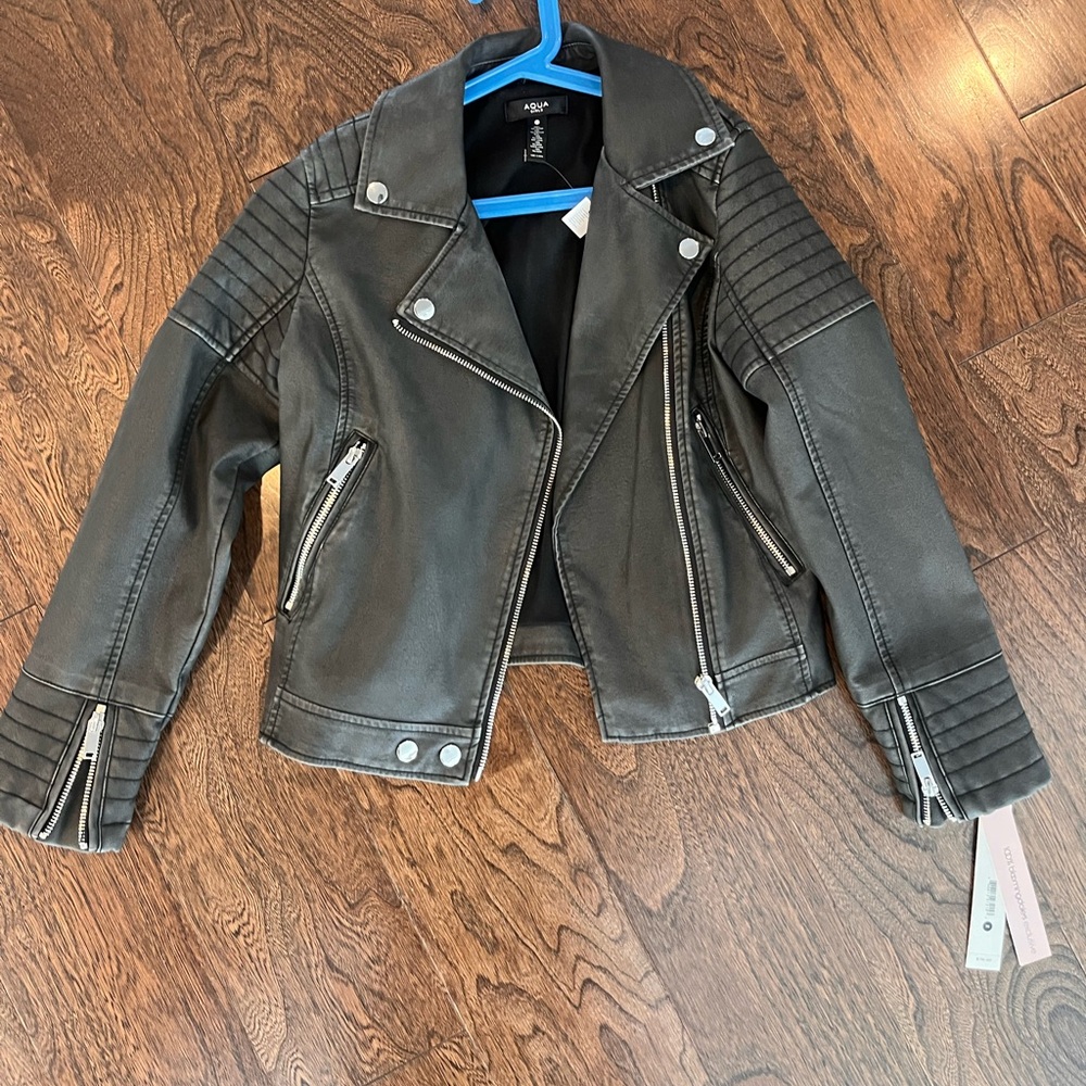 girls faux leather moto jacket - new with tags!